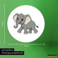 Aufkleber Elefant Comic 10cm rund