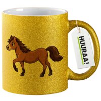 Glitzertasse Pferd Comic 330ml