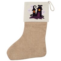 Weihnachtsstrumpf Spukschloss Comic Beige Jute
