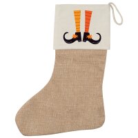 Weihnachtsstrumpf Hexenbeine Comic Beige Jute