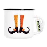 Emaille Tasse Hexenbeine Comic 300ml Vintage