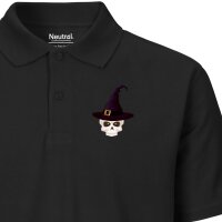 Herren Polo Shirt Hexenhut mit Totenkopf