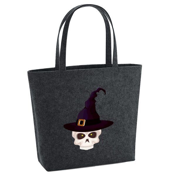 Filzshopper Hexenhut mit Totenkopf, 22 Liter