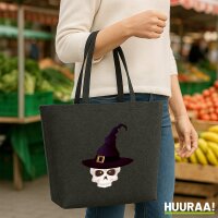 Filzshopper Hexenhut mit Totenkopf, 22 Liter