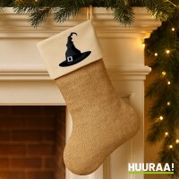 Weihnachtsstrumpf Hexenhut Halloween Beige Jute