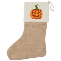 Weihnachtsstrumpf K&uuml;rbis Halloween Beige Jute