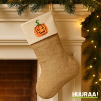 Weihnachtsstrumpf K&uuml;rbis Halloween Beige Jute