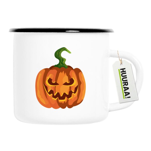 Emaille Tasse Kürbis Halloween 300ml Vintage