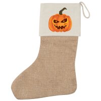 Weihnachtsstrumpf K&uuml;rbis grimmig Beige Jute