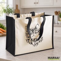 Jutetasche Katzenkopf Tribal 21 Liter Black