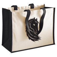Jutetasche Pferdekopf Silhouette 21 Liter Black