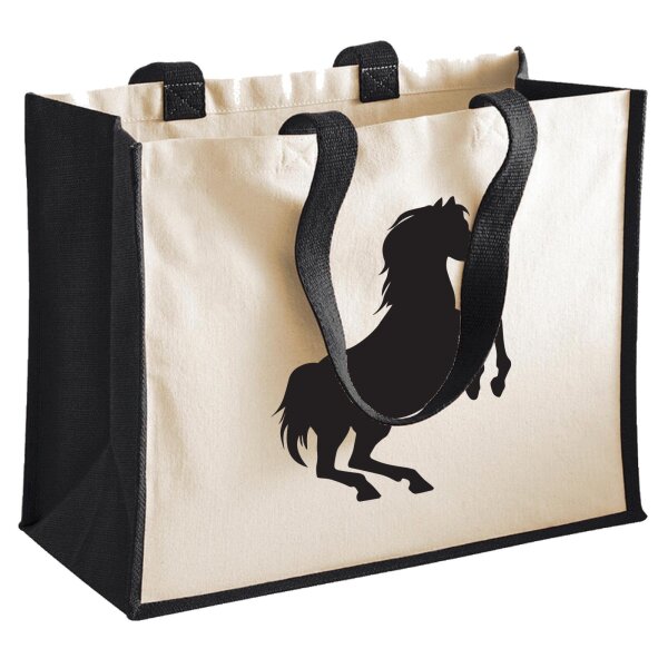 Jutetasche Pferd Silhouette 21 Liter Black