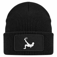 Beanie mit Patch Fu&szlig;ballspieler Silhouette Black