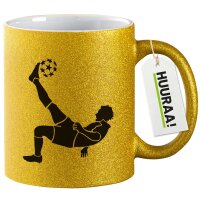 Glitzertasse Fu&szlig;ballspieler Silhouette 330ml