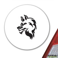 Aufkleber Wolfskopf Tribal Tattoo 10cm rund