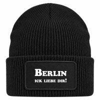 Beanie mit Patch Berlin Schriftzug Black
