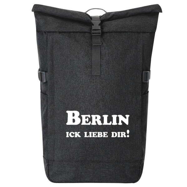 Kurierrucksack Berlin Schriftzug 30-44 Liter Black Melange