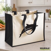 Jutetasche Delfin Silhouette 21 Liter Black