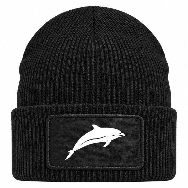 Beanie mit Patch Delfin Silhouette Black