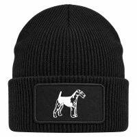 Beanie mit Patch Foxterrier Illustration Black