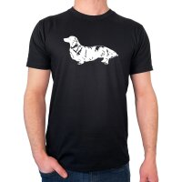 Herren T-Shirt Langhaar Dackel Illustration