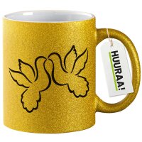 Glitzertasse Turteltauben Tauben 330ml
