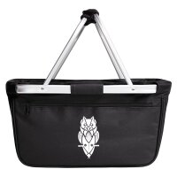 Einkaufskorb faltbar Eule Tribal Tattoo 20 Liter Black