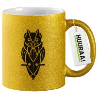 Glitzertasse Eule Tribal Tattoo 330ml