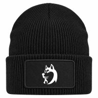 Beanie mit Patch Husky Silhouette Kopf Black