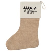 Weihnachtsstrumpf Be different be you Schriftzug Beige Jute
