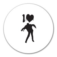 Aufkleber I love Zombies Zombie 10cm rund