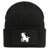 Beanie mit Patch Steinbock Sternzeichen Black
