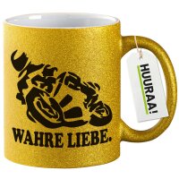 Glitzertasse Wahre Liebe. Motorrad 330ml