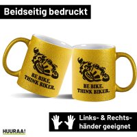 Glitzertasse Be bike. Think biker Motorrad 330ml