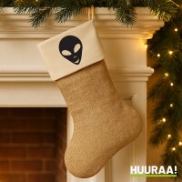 Weihnachtsstrumpf Alienkopf Symbol Beige Jute