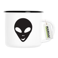 Emaille Tasse Alienkopf Symbol 300ml Vintage