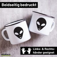 Emaille Tasse Alienkopf Symbol 300ml Vintage