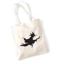 Jutebeutel Fliegende Hexe Silhouette 10 Liter
