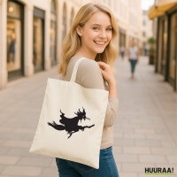 Jutebeutel Fliegende Hexe Silhouette 10 Liter