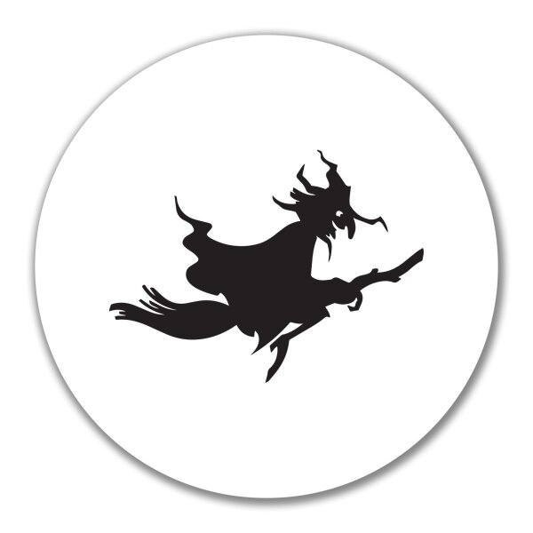 Aufkleber Fliegende Hexe Silhouette 10cm rund