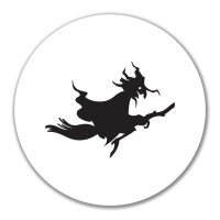 Aufkleber Fliegende Hexe Silhouette 10cm rund
