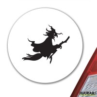 Aufkleber Fliegende Hexe Silhouette 10cm rund