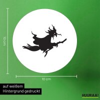 Aufkleber Fliegende Hexe Silhouette 10cm rund