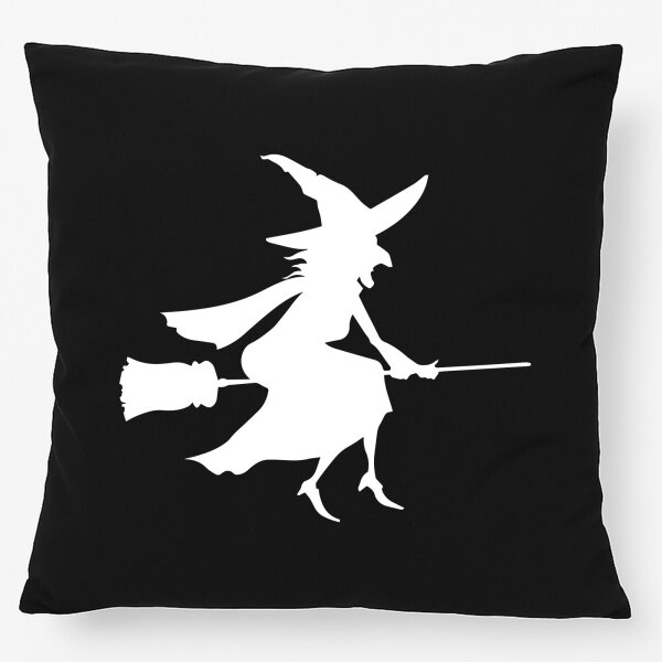 Kissen Hexe auf Besen Silhouette 40x40cm