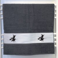 Handtuch Hexe auf Besen Silhouette 50x100cm