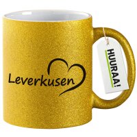 Glitzertasse Leverkusen Herz 330ml