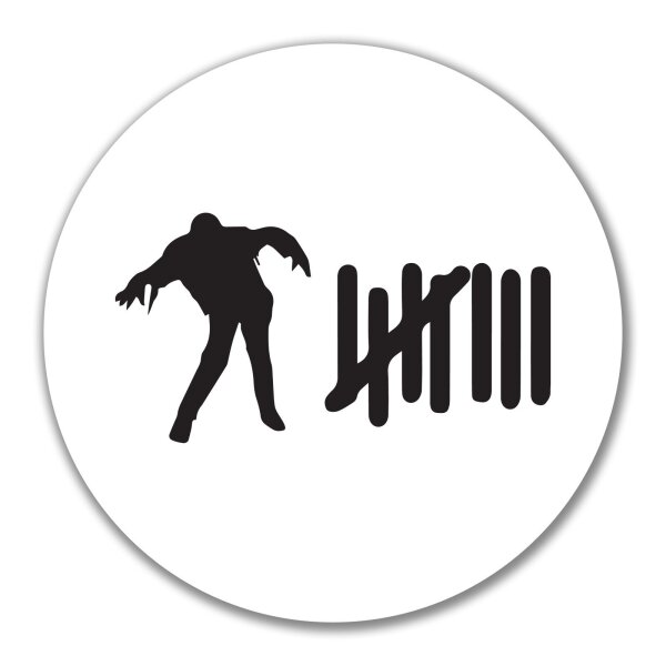 Aufkleber Zombie Strichliste 10cm rund