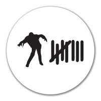 Aufkleber Zombie Strichliste 10cm rund