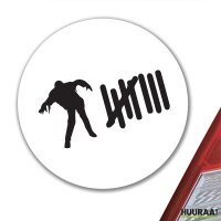 Aufkleber Zombie Strichliste 10cm rund
