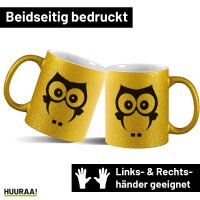 Glitzertasse Eule Comic 330ml